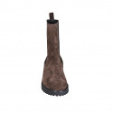 Botines para mujer en gamuza marron con elasticos tacon 3 - Tallas disponibles:  46