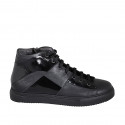 Scarpa stringata da donna con cerniera in pelle e vernice nera zeppa 3 - Misure disponibili: 44