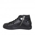 Scarpa stringata da donna con cerniera in pelle e vernice nera zeppa 3 - Misure disponibili: 44