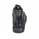 Zapato para mujer con cordones y cremallera en piel y charol negro cuña 3 - Tallas disponibles:  42, 43, 44, 45