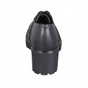 Chaussure derby à lacets avec bout golf pour femmes en cuir noir talon 6 - Pointures disponibles:  32