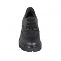 Chaussure derby à lacets avec bout golf pour femmes en cuir noir talon 6 - Pointures disponibles:  32