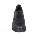 Zapato derby para mujer con cordones y punta de ala en piel negra tacon 6 - Tallas disponibles:  32