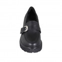 Mocassin pour femmes en cuir noir avec boucle talon 6 - Pointures disponibles:  32, 34, 45