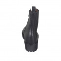 Woman's laced ankle boot with zipper and elastic band in black leather heel 4 - Available sizes:  32