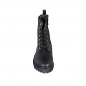 Woman's laced ankle boot with zipper and elastic band in black leather heel 4 - Available sizes:  32, 33