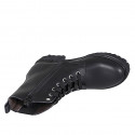 Woman's laced ankle boot with zipper and elastic band in black leather heel 4 - Available sizes:  32