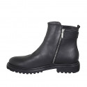 Bottines pour femmes avec fermetures éclair et boucle en cuir noir talon 3 - Pointures disponibles:  46