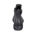 Woman's ankle boot with zippers and buckle in black leather heel 3 - Available sizes:  42, 44, 46