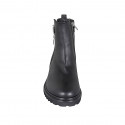 Bottines pour femmes avec fermetures éclair et boucle en cuir noir talon 3 - Pointures disponibles:  46