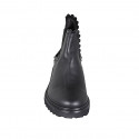 Botin para mujer con elasticos y bajo decorado en piel negra tacon 3 - Tallas disponibles:  43, 44, 45, 46