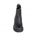 Bottines pour femmes avec fermeture éclair et elastique en cuir noir et tissu marron talon 6 - Pointures disponibles:  42, 43, 45