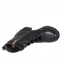 Botin para mujer con cordones, tachuelas, hebilla y cremallera en piel negra tacon 6 - Tallas disponibles:  43