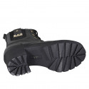 Botin para mujer con cordones, elastico, tachuelas, accesorio y cremallera en piel negra tacon 6 - Tallas disponibles:  43