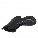 Botin para mujer con cordones, elastico, tachuelas, accesorio y cremallera en piel negra tacon 6 - Tallas disponibles:  43