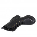 Bottines pour femmes avec lacets, elastiques, goujons, accessoire et fermeture éclair en cuir noir talon 6 - Pointures disponibles:  43, 44