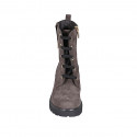 Woman's laced ankle boot with zipper, elastic band and studs in brown nubuck leather heel 6 - Available sizes:  42, 43, 44