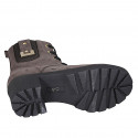 Woman's laced ankle boot with zipper, elastic band and studs in brown nubuck leather heel 6 - Available sizes:  42, 43, 44