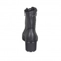 Woman's laced ankle boot with zippers and studs in black leather heel 6 - Available sizes:  43