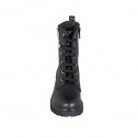 Woman's laced ankle boot with zippers and studs in black leather heel 6 - Available sizes:  43