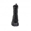 Woman's laced ankle boot with zippers and studs in black leather heel 6 - Available sizes:  32, 43, 44, 45