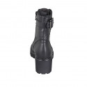 Woman's laced ankle boot with zippers, studs and buckles in black leather heel 6 - Available sizes:  43