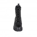 Woman's laced ankle boot with zippers, studs and buckles in black leather heel 6 - Available sizes:  43