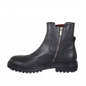 Woman's ankle boot with zipper and red elastic band in black leather heel 3 - Available sizes:  43, 44, 45, 46