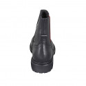 Botines para mujer con cremallera y elastico rojo en piel negra tacon 3 - Tallas disponibles:  43, 44, 45, 46