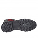 Woman's ankle boot with zipper and red elastic band in black leather heel 3 - Available sizes:  43, 44, 45