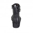 Woman's laced ankle boot with buckles, rhinestones and zipper in black leather heel 4 - Available sizes:  32, 33