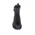 Bottines pour femmes avec lacets, boucles, strass et fermeture éclair en cuir noir avec talon 4 - Pointures disponibles:  32, 33