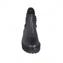 Bottines pour femmes avec elastique et ourlet decoré en cuir noir talon 4 - Pointures disponibles:  33