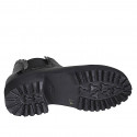 Bottines pour femmes avec elastique et ourlet decoré en cuir noir talon 4 - Pointures disponibles:  33