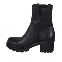 Botines para mujer con cremallera y elastico en piel negra tacon 6 - Tallas disponibles:  43