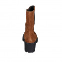 Botines con cremallera y elastico para mujer en gamuza brun claro tacon 6 - Tallas disponibles:  42, 43, 44, 45, 46