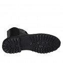 Bottines avec lacets, fermeture éclair et elastique pour femmes en cuir noir talon 3 - Pointures disponibles:  44, 45, 46