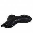 Botin con cremallera, cordones y elastico para mujer en piel negra tacon 3 - Tallas disponibles:  44, 45, 46