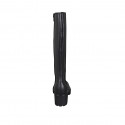 Woman's boot with zipper and elastic in black leather heel 6 - Available sizes:  42, 43, 45
