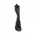 Woman's laced boot with buckles, captoe and zipper in black leather heel 4 - Available sizes:  32, 33