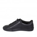 Chaussure sportif à lacets avec semelle amovible et fermeture éclair pour hommes en cuir noir - Pointures disponibles:  36, 37, 38, 47, 54