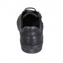 Chaussure sportif à lacets avec semelle amovible et fermeture éclair pour hommes en cuir noir - Pointures disponibles:  36, 37, 38, 47, 48, 49, 50, 52, 53, 54