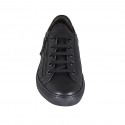 Chaussure sportif à lacets avec semelle amovible et fermeture éclair pour hommes en cuir noir - Pointures disponibles:  36, 37, 38, 47, 54
