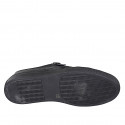 Chaussure sportif à lacets avec semelle amovible et fermeture éclair pour hommes en cuir noir - Pointures disponibles:  36, 37, 38, 47, 54