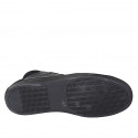 Man's laced shoe with removable insole ans zipper in black leather and suede - Available sizes:  37, 38, 53