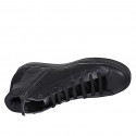 Man's laced shoe with removable insole ans zipper in black leather and suede - Available sizes:  37, 38, 53