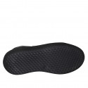 Woman's laced shoe with zipper and removable insole in black and silver leather wedge heel 3 - Available sizes:  32, 33, 42