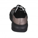 Scarpa stringata da donna con cerniera e plantare estraibile in pelle nera e rame e camoscio nero zeppa 3 - Misure disponibili: 33
