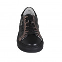 Scarpa stringata da donna con cerniera e plantare estraibile in pelle nera e rame e camoscio nero zeppa 3 - Misure disponibili: 33