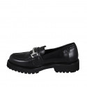 Woman's loafer in black leather with accessory heel 3 - Available sizes:  45